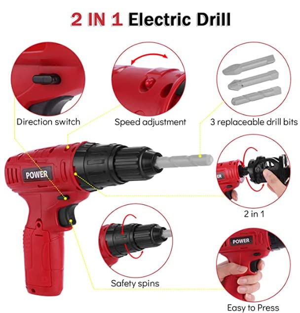 Misco Toys Construction Pretend Play Tool Kits, Kids Tool Drill Kid Leaf Blower Boys Circular Saw Sets, Kids Construction Gardening Toys Toddler Tool Box Gift for Kids