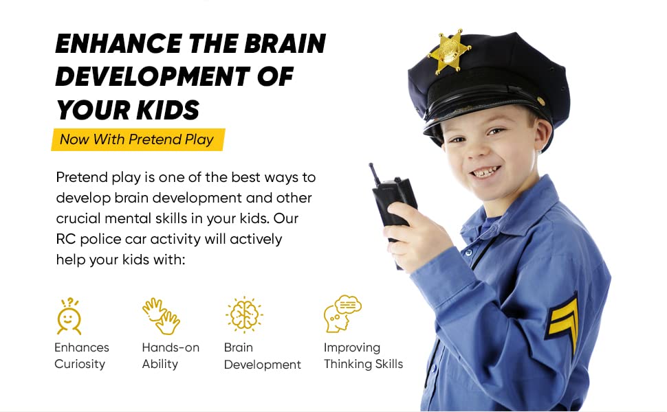 Skidz RC Kids Remote Control Police Car for Kids, RC Patrol Toy Car with Lights and Sirens for Boys; High Speed Remote Control cop car Racer, Police Car Toy Gift for Toddlers 3+ (Black)