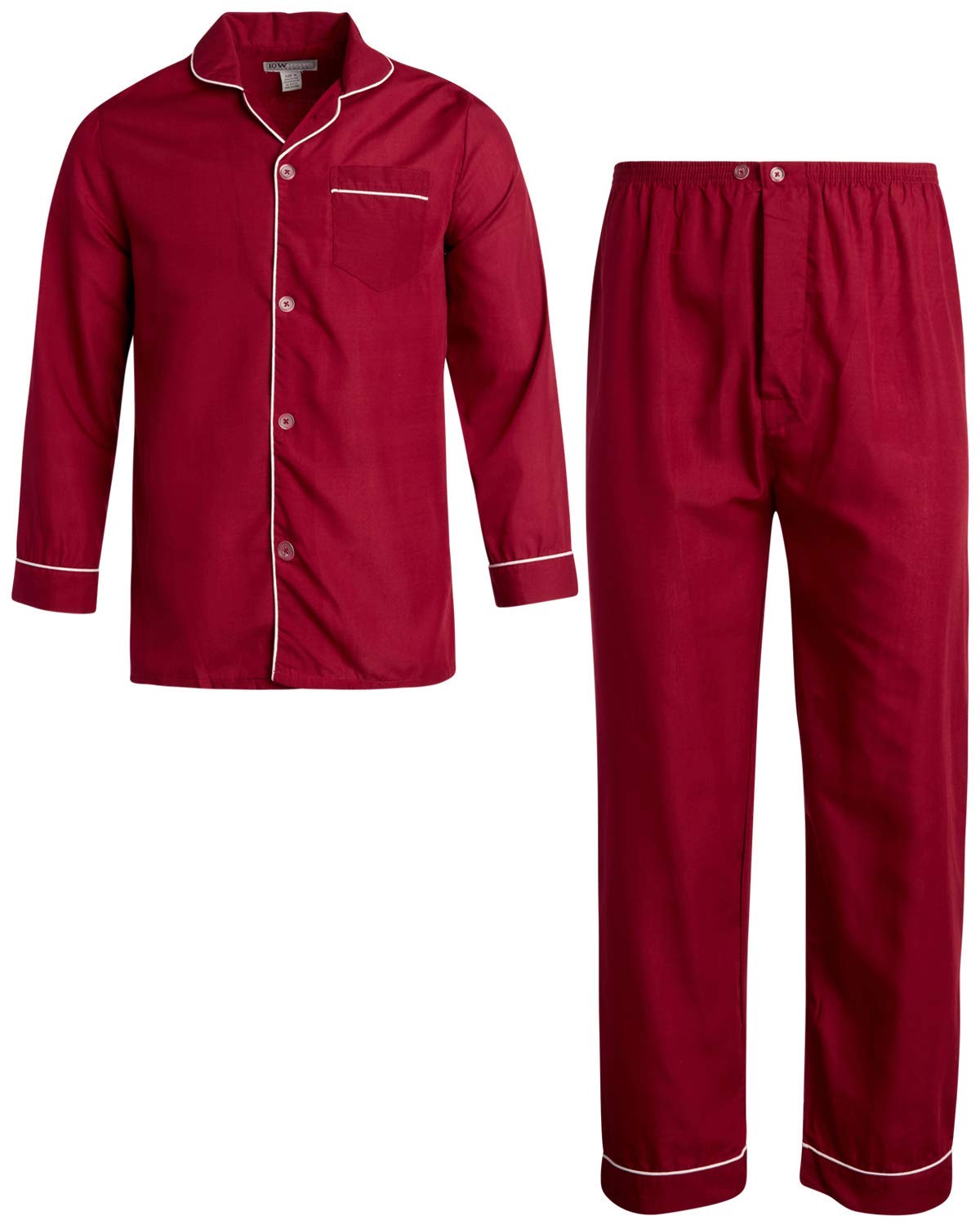 Ten West Apparel Men’s Pajamas Set - Long Sleeve Button Down Sleep Shirt and Pajama Bottoms Sleepwear Set