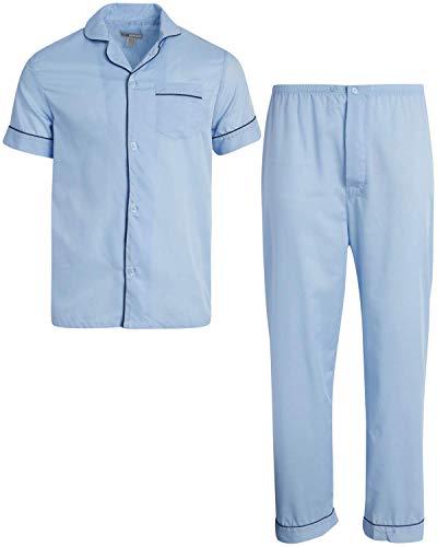 Ten West Apparel Men's 2-Piece Pajama Set with Short Sleeve Shirt and Long Pants