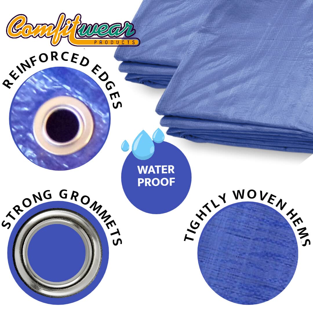 P-LINE Large Blue Tarp Cover – Outdoor Tarp for Pools, Boats, Cars and Trucks – Waterproof Tarp Cover – Heavy-Duty Poly Tarp with Grommets for Secured Tie-Down – 5mil Thick