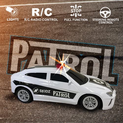 Skidz RC Kids Remote Control Police Car for Kids, RC Patrol Toy Car with Lights and Sirens for Boys; High Speed Remote Control cop car Racer, Police Car Toy Gift for Toddlers 3+ (Blue)