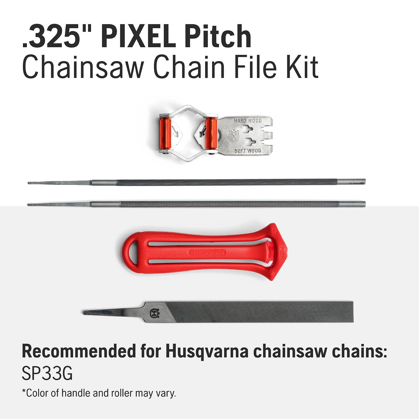Husqvarna X-Cut SP33G Chainsaw File Kit for .325-Inch Pixel Chainsaw Chains, Sharpening Kit Includes Handle, Combination Guide, Flat and Round Files