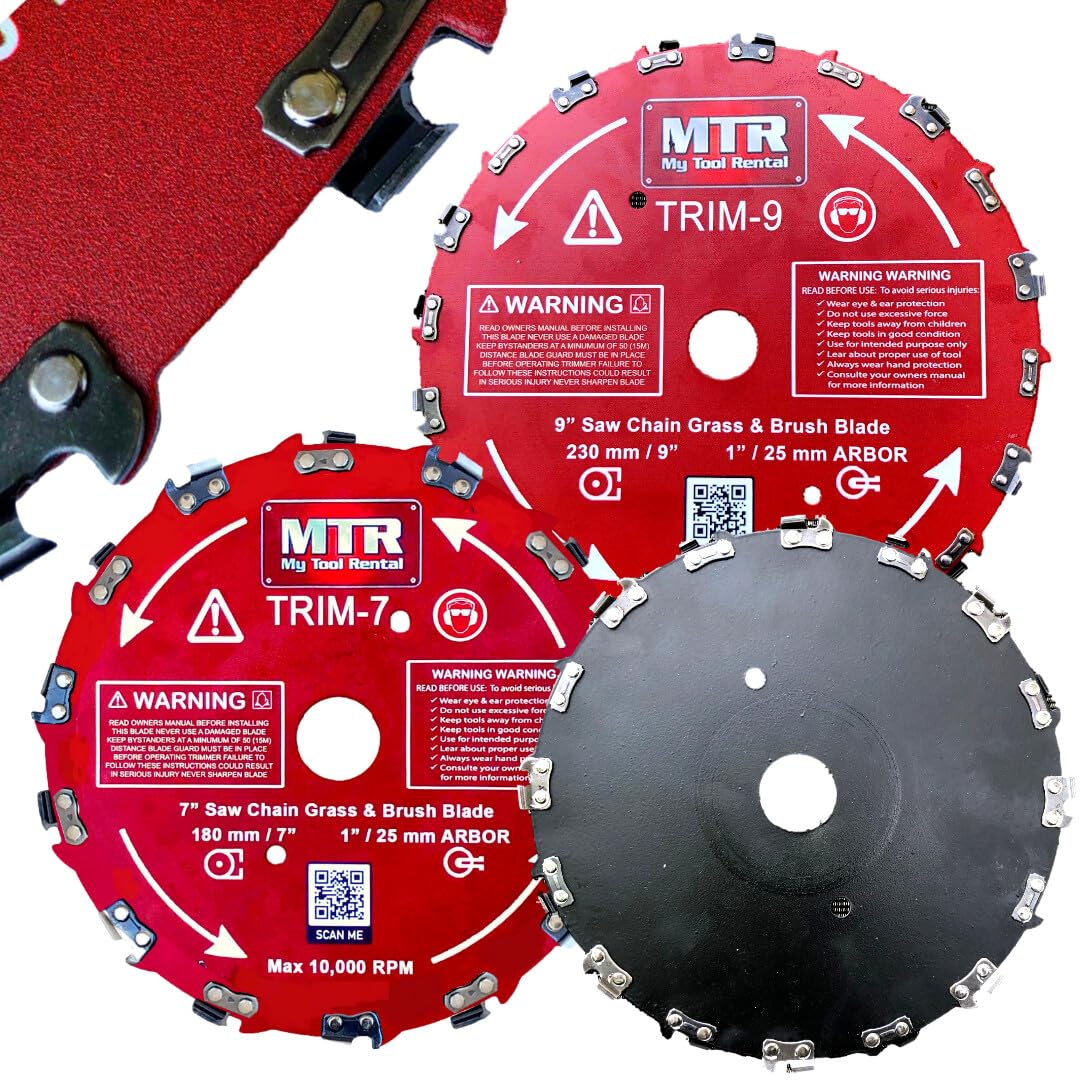 MTR Saw Chain Tooth Brush Cutter Blades Circular Blade Weed Eater Cutter Trimmer 10,000RPM Steel Grass Brush Cutter Blade Forest Trees Wood Metal Multi Use Blades & Bundle Kits (9")