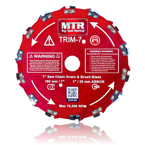 MTR Saw Chain Tooth Brush Cutter Blades Circular Blade Weed Eater Cutter Trimmer 10,000RPM Steel Grass Brush Cutter Blade Forest Trees Wood Metal Multi Use Blades & Bundle Kits (7" 2PK KIT)