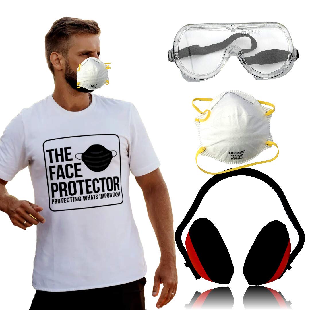 The Face Protector Super Value 3PC Construction Safety Glasses Head Covering Mechanic Safety Set