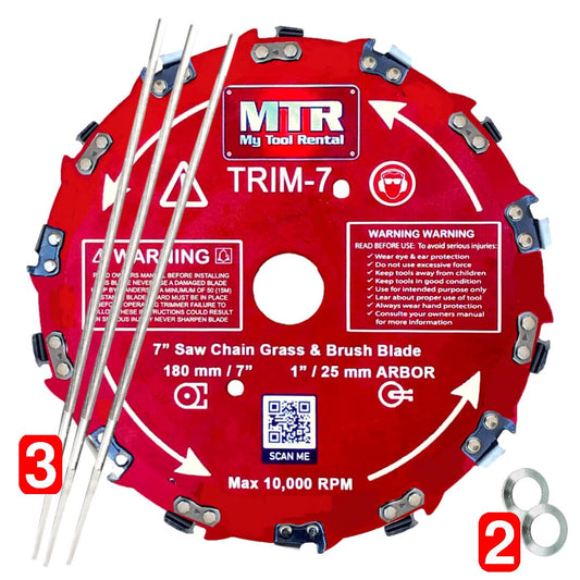 MTR Saw Chain Tooth Brush Cutter Blades Circular Blade Weed Eater Cutter Trimmer 10,000RPM Steel Grass Brush Cutter Blade Forest Trees Wood Metal Multi Use Blades & Bundle Kits (7" KIT)