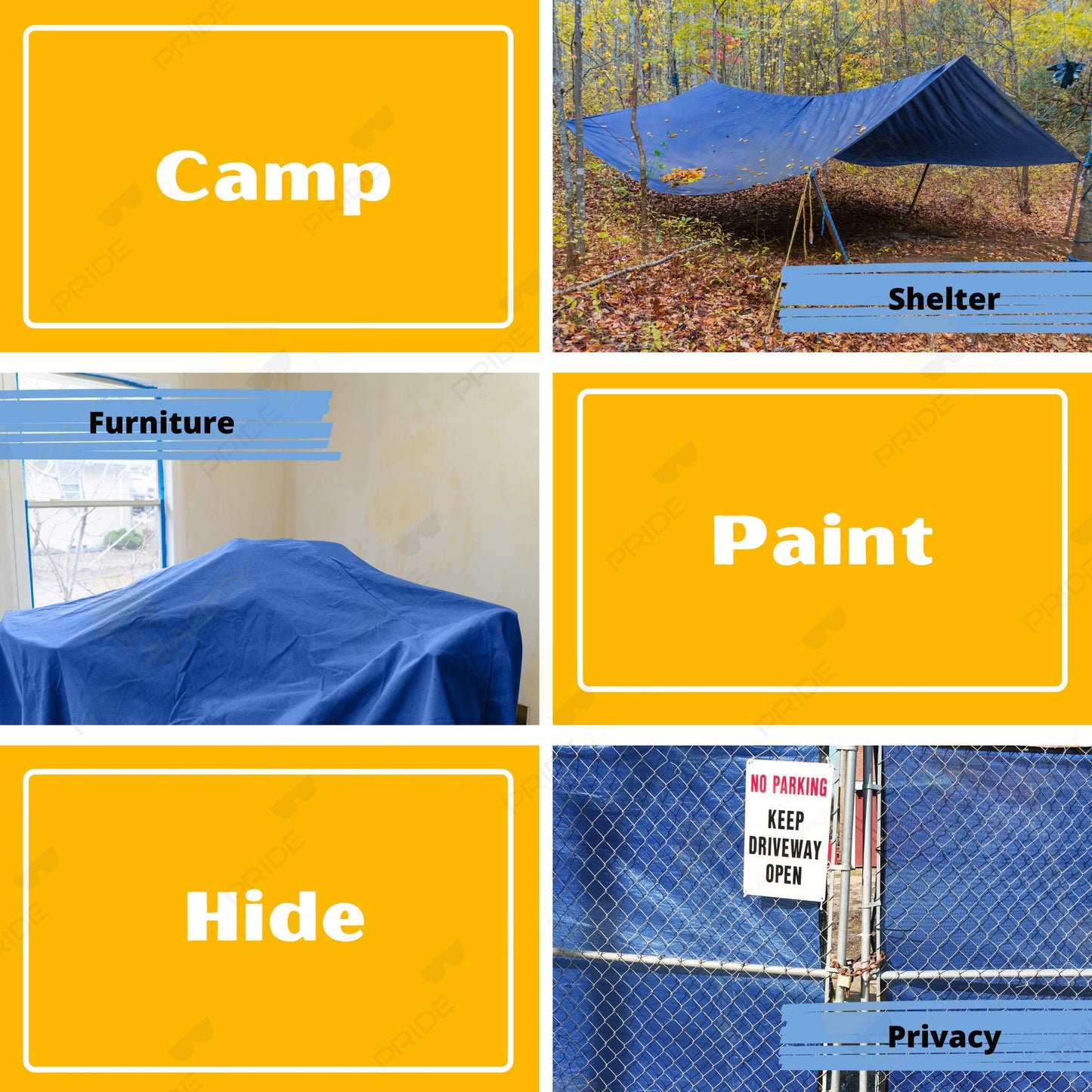 P-LINE Large Blue Tarp Cover – Outdoor Tarp for Pools, Boats, Cars and Trucks – Waterproof Tarp Cover – Heavy-Duty Poly Tarp with Grommets for Secured Tie-Down – 5mil Thick (40x40 Feet)
