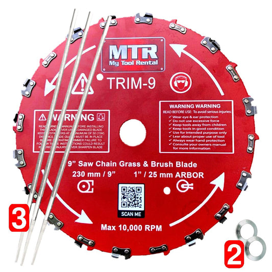 MTR Saw Chain Tooth Brush Cutter Blades Circular Blade Weed Eater Cutter Trimmer 10,000RPM Steel Grass Brush Cutter Blade Forest Trees Wood Metal Multi Use Blades & Bundle Kits (9")