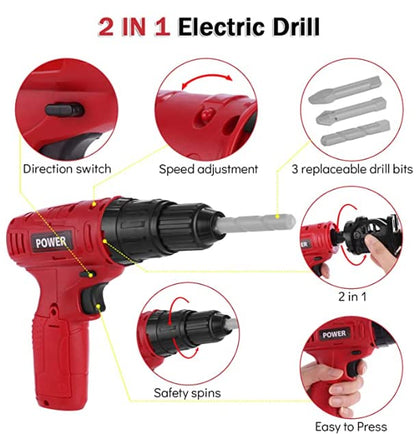 Misco Toys Construction Pretend Play Tool Kits, Kids Tool Drill Kid Leaf Blower Boys Circular Saw Sets, Kids Construction Gardening Toys Toddler Tool Box Gift for Kids