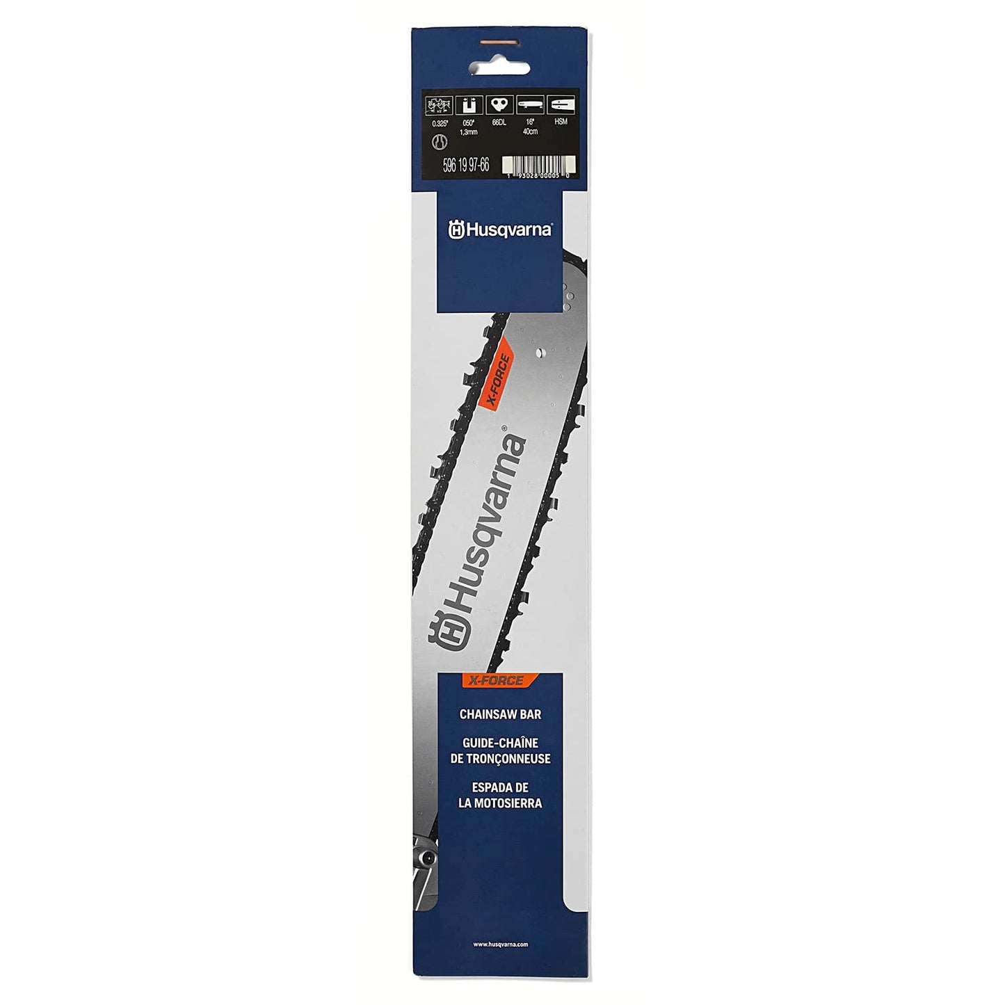Husqvarna 596199766 X-Force 16 Inch Chainsaw Bar, .325" Pitch .050" Gauge, 66 Drive Links, Chainsaw Accessories for 435(e), 440(e), 445(e), 450(e), 543XP, 545(MII), 550XP(MII) and 450 Rancher, Silver