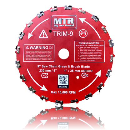 MTR 9” 2PK Saw Chain Tooth Brush Cutter Blade Kit Includes 3 Files 2 Washers 20 Tooth Circular Blade Weed Eater Cutter Trimmer 10,000RPM Steel Grass Brush Cutter Blade