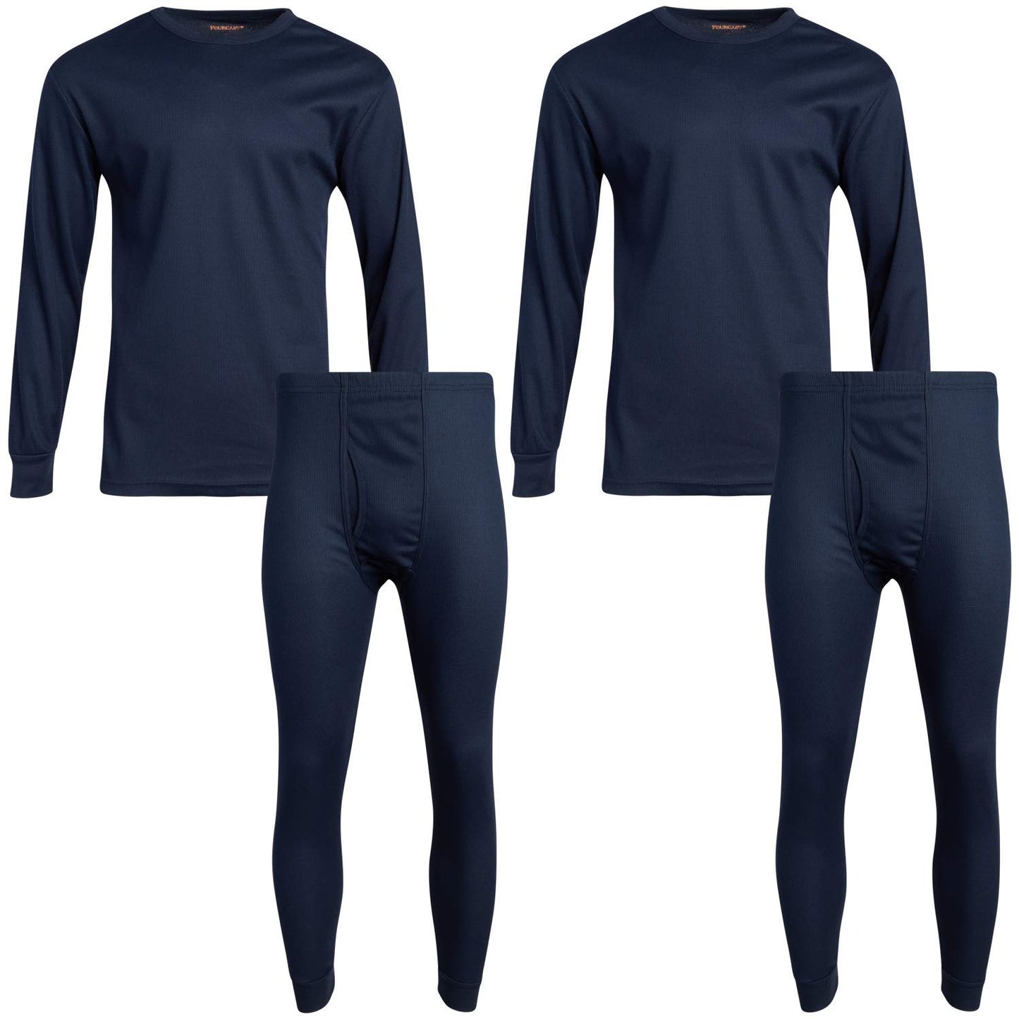 Fourcast Men's Thermal Pajama Set - Base Layer Long Sleeve Waffle T-Shirt and Long John Pants, Plus (2 Piece, 2 Pack)