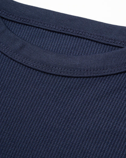 Fourcast Big Men's Thermal Pajama Set - Plus Sized Base Layer Long Sleeve Waffle T-Shirt and Long John Pants, Navy, Size Large