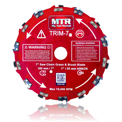 MTR 7” Saw Chain Tooth Brush Cutter Blade Kit Includes 3 Files 2 Washers 14 Tooth Circular Blade Weed Eater Cutter Trimmer 10,000RPM Steel Grass Brush Cutter Blade