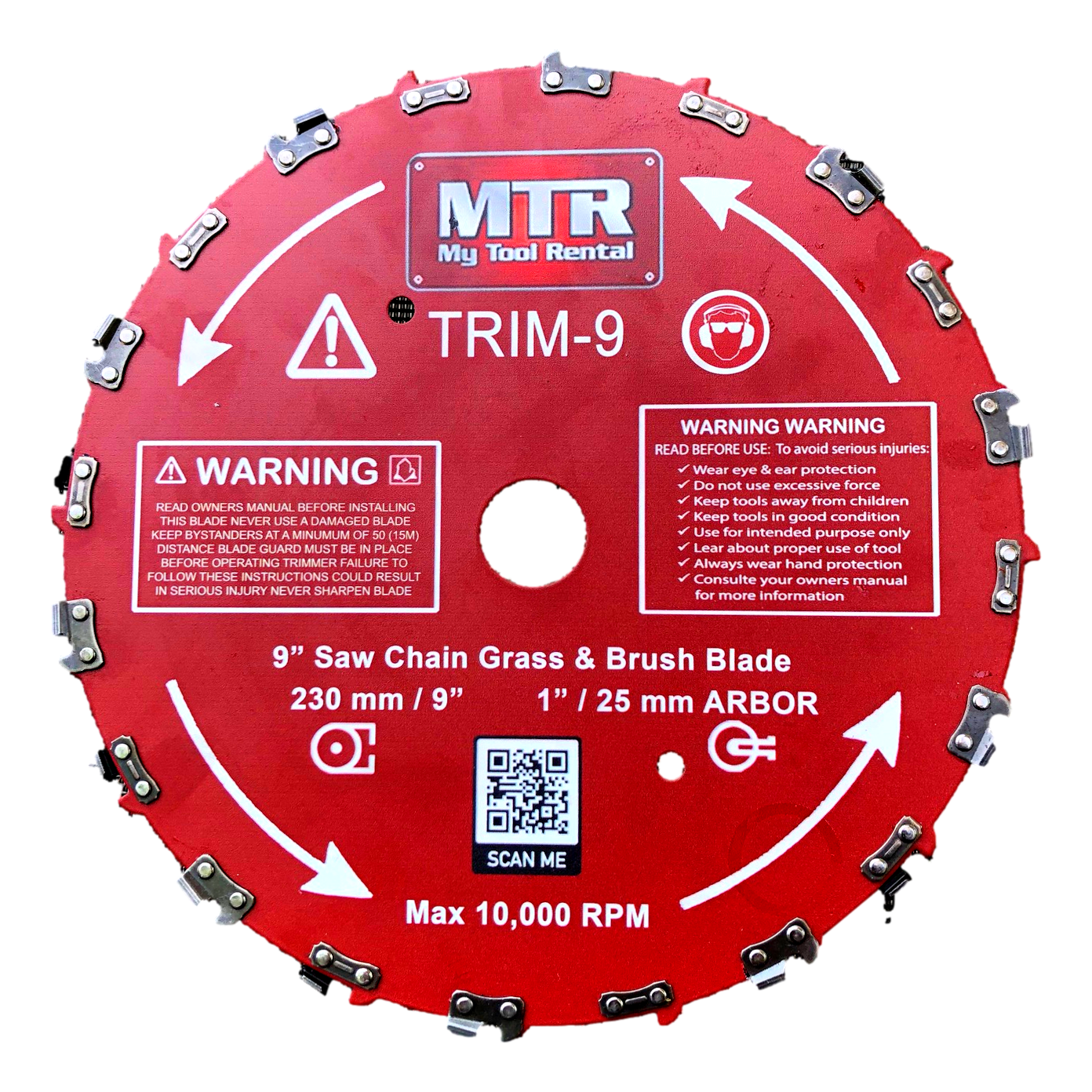 MTR 9” Saw Chain Tooth Brush Cutter Blade Kit Includes 3 Files 2 Washers 20 Tooth Circular Blade Weed Eater Cutter Trimmer 10,000RPM Steel Grass Brush Cutter Blade