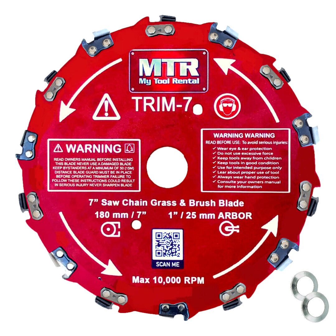 MTR 7” Saw Chain Tooth Brush Cutter Blade Kit Includes 2 Washers 14 Tooth Circular Blade Weed Eater Cutter Trimmer 10,000RPM Steel Grass Brush Cutter Blade