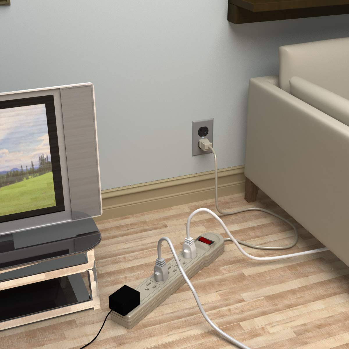 Stanley 30008 All Purpose 6-Outlet Power Strip with One Spaced Outlet with 2-1/2-Feet Cord, Beige
