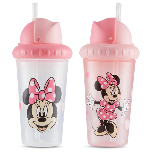 Disney Toddler Sippy Cups for Boys and Girls | 10 Ounce Sippy Cup Pack of Two with Straw and Lid | Durable Leak Proof Travel Water Bottle for Toddlers