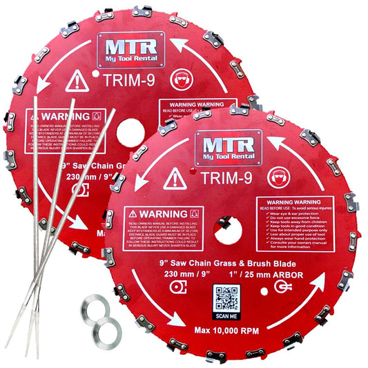 MTR Saw Chain Tooth Brush Cutter Blades Circular Blade Weed Eater Cutter Trimmer 10,000RPM Steel Grass Brush Cutter Blade Forest Trees Wood Metal Multi Use Blades & Bundle Kits (9" 2PK KIT)