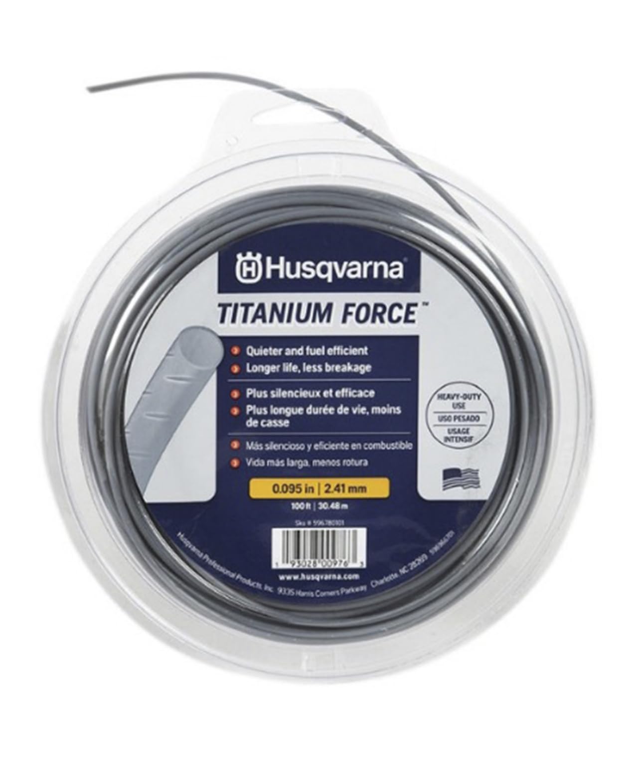 Husqvarna 2 PK 596780101 Titanium Force Round Trimmer Line 100' Spool .095"