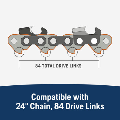 Husqvarna X-Tough 24 Inch Chainsaw Bar 3/8" pitch, .058" gauge and 84 drive links
