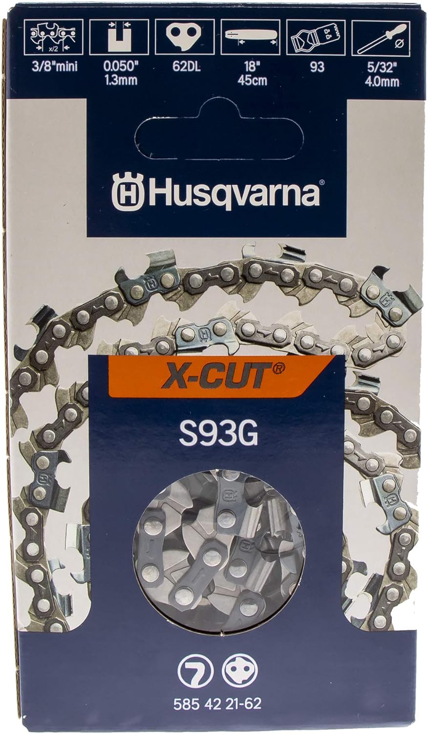 Husqvarna 585422162 S93G 18" Chain 3/8 Mini .050 62 DL
