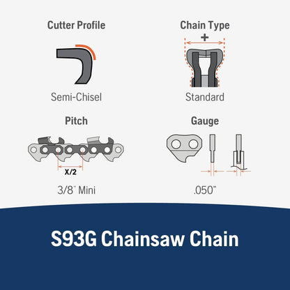 Husqvarna 585422156 S93G 16" Chain 3/8 Mini .050 56DL 3 Pack