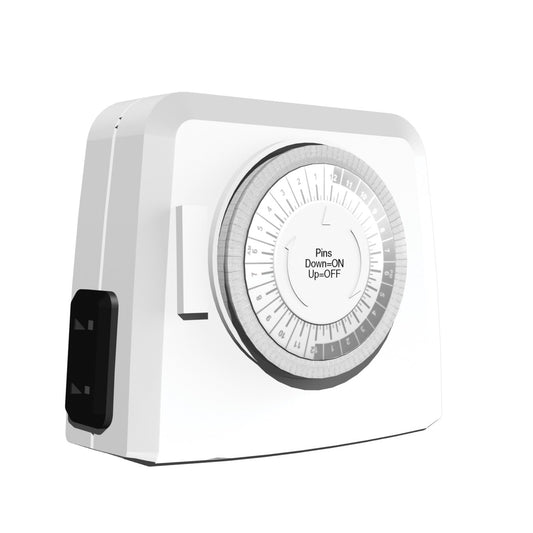 Stanley 31198 Indoor Grounded 2-Outlet Mechanical Timer, White