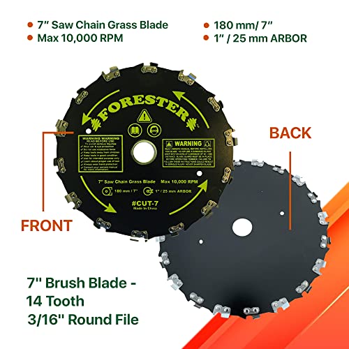 FORESTER Brush Cutter Blades - Trimmer Chainsaw Tooth Saw Blade - for Trimming Trees, Can Replace String Trimmer, Underbrush, and More
