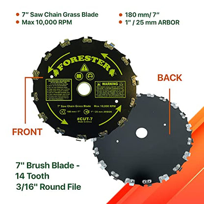FORESTER Brush Cutter Blades - Trimmer Chainsaw Tooth Saw Blade - for Trimming Trees, Can Replace String Trimmer, Underbrush, and More