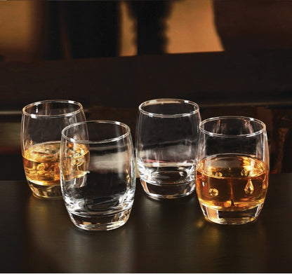 Circleware Heavy Base Scotch Whiskey Glass Drinking Glasses, Set of 4, Entertainment Dinnerware Glassware for Water, Juice, Beer & Bar Liquor Dining Decor Beverage Cups Gifts, 12 oz, Glen Rocks