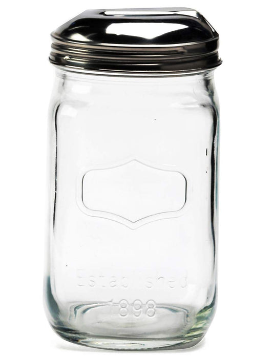 Circleware Yorkshire Mason Sugar Jar Glass Canister with Metal Lid Home Kitchen Glassware Food Preserving Storage Container for Coffee, Tea, Spices, Cereal and Farmhouse Decor, 18.25 oz, Clear