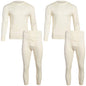 Fourcast Big Men's Thermal Pajama Set - Plus Sized Base Layer Long Sleeve Waffle T-Shirt and Long John Pants, Ecru, Size Large