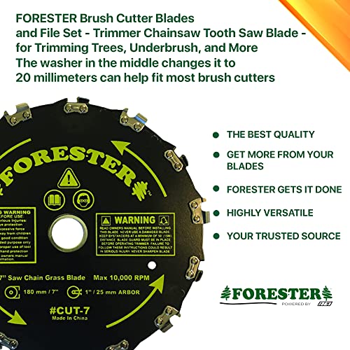 FORESTER Brush Cutter Blades - Trimmer Chainsaw Tooth Saw Blade - for Trimming Trees, Can Replace String Trimmer, Underbrush, and More
