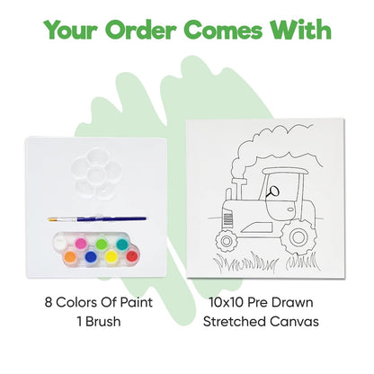 Misco Toys Canvas Paint Party Kits, 11 Piece Art kit Pre-Drawn Outline Canvas for Paint and Sip 8 Colors and Brush Included, Great Gift for Kids 4+ and Adults Too!