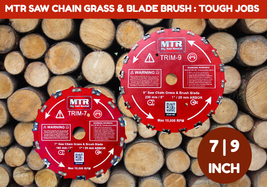 MTR Saw Chain Tooth Brush Cutter Blades 7” & 9” Circular Blade Weed Eater Cutter Trimmer 10,000RPM Steel Grass Brush Cutter Blade Forest Trees Wood Metal Multi Use Blades & Bundle Kits