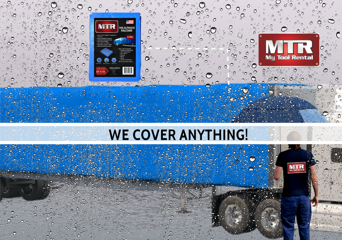 The Ultimate Polytarp 18'X 20'   MTR 5 Mil Multi-Use Waterproof Outdoor Blue Tarp Durable 5 Mil Blue Tarpaulin 36" Rot & Rustproof Grommets Sun & Fade Resistant Camping Boating Backyard Extra Strength Weave