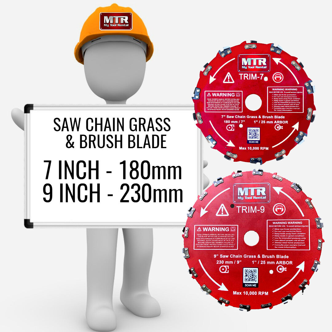 MTR Saw Chain Tooth Brush Cutter Blades 7” & 9” Circular Blade Weed Eater Cutter Trimmer 10,000RPM Steel Grass Brush Cutter Blade Forest Trees Wood Metal Multi Use Blades & Bundle Kits