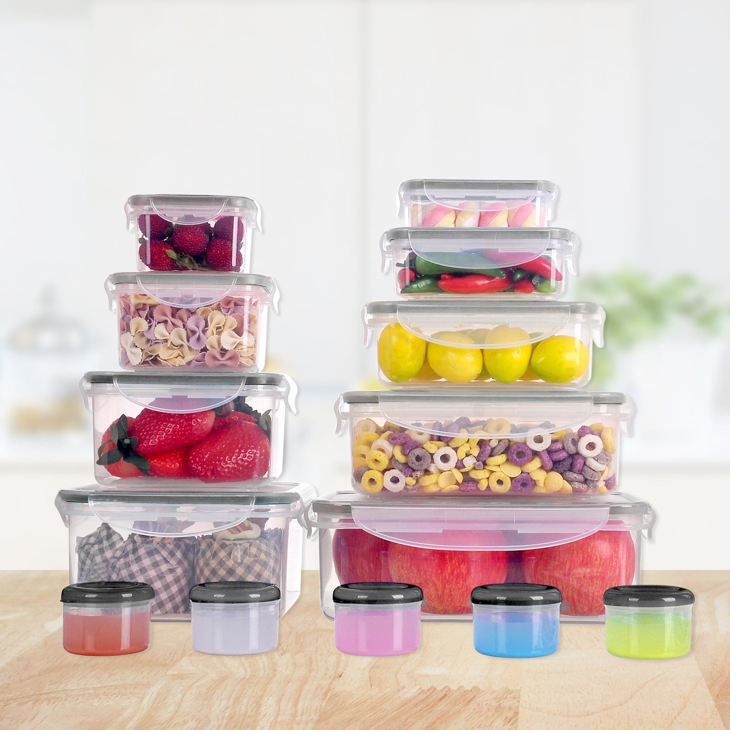 MTR 28 PC Value Pack Storage Containers BPA Free Kitchen Stackable Storage Pantry Organization Dishwasher Safe Microwave Safe  Freezer Safe Airtight Silicone Containers Leakproof & Reusable