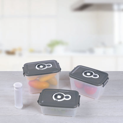 MTR Set of 3 Value Pack Storage Containers Vented Hole & Vacuum Pump BPA Free Kitchen Storage Dishwasher Safe Microwave Safe Freezer Safe Airtight Silicone Containers Leakproof & Reusable