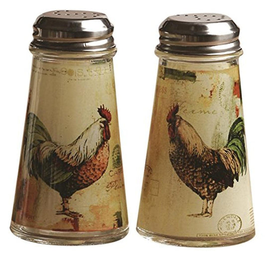 Circleware Rooster Salt and Pepper Shakers, 2-Piece Set, 4 oz