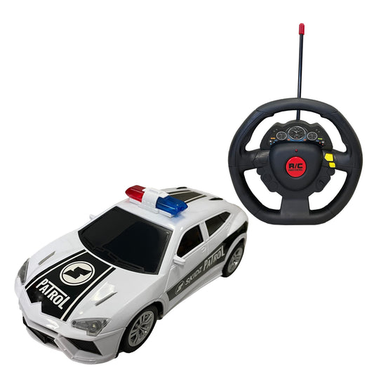 Skidz RC Kids Remote Control Police Car for Kids, RC Patrol Toy Car with Lights and Sirens for Boys; High Speed Remote Control cop car Racer, Police Car Toy Gift for Toddlers 3+ (Black)