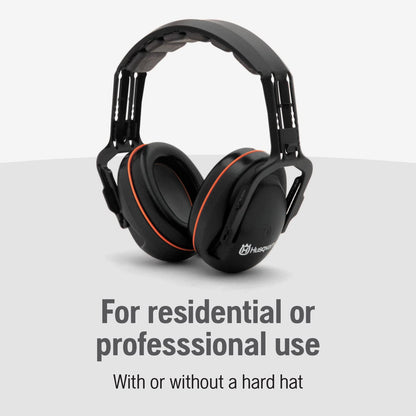 Husqvarna Professional Headband Hearing Protectors 25dB(A) NRR, Lightweight Ear Protectors with Padded Headband and Clamshell Design for Hearing Protection, Black