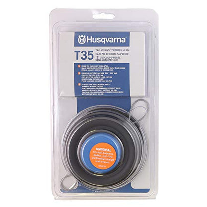 Husqvarna 537388101 Universal T35 Tap Advance Straight Shaft String Trimmer Head Prewound with .095-Inch Line Blue/Black