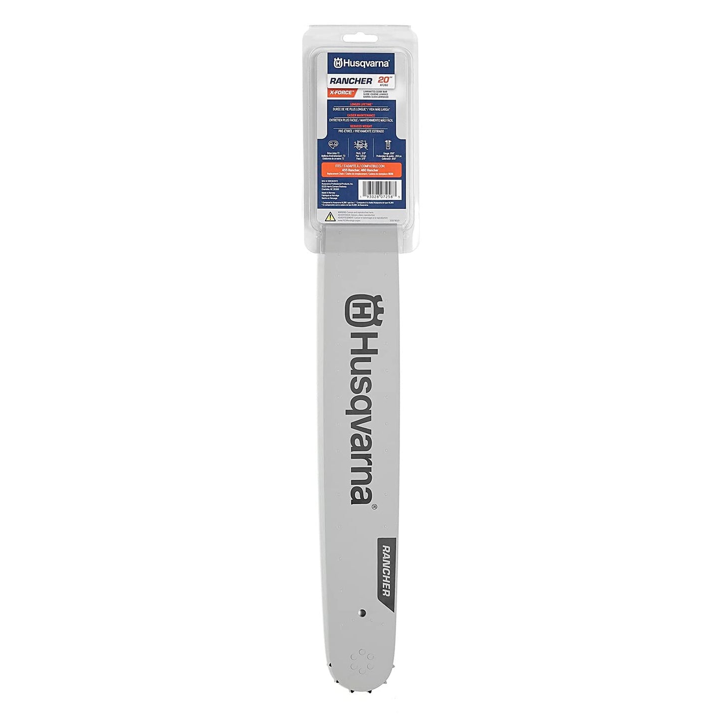 Husqvarna 20 in. X-Force Chainsaw Bar, 3/8" Pitch .050" Gauge