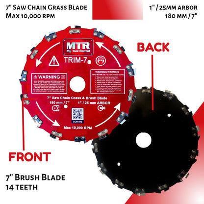 MTR Saw Chain Tooth Brush Cutter Blades Circular Blade Weed Eater Cutter Trimmer 10,000RPM Steel Grass Brush Cutter Blade Forest Trees Wood Metal Multi Use Blades & Bundle Kits (7")