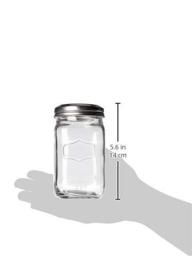Circleware Yorkshire Mason Sugar Jar Glass Canister with Metal Lid Home Kitchen Glassware Food Preserving Storage Container for Coffee, Tea, Spices, Cereal and Farmhouse Decor, 18.25 oz, Clear