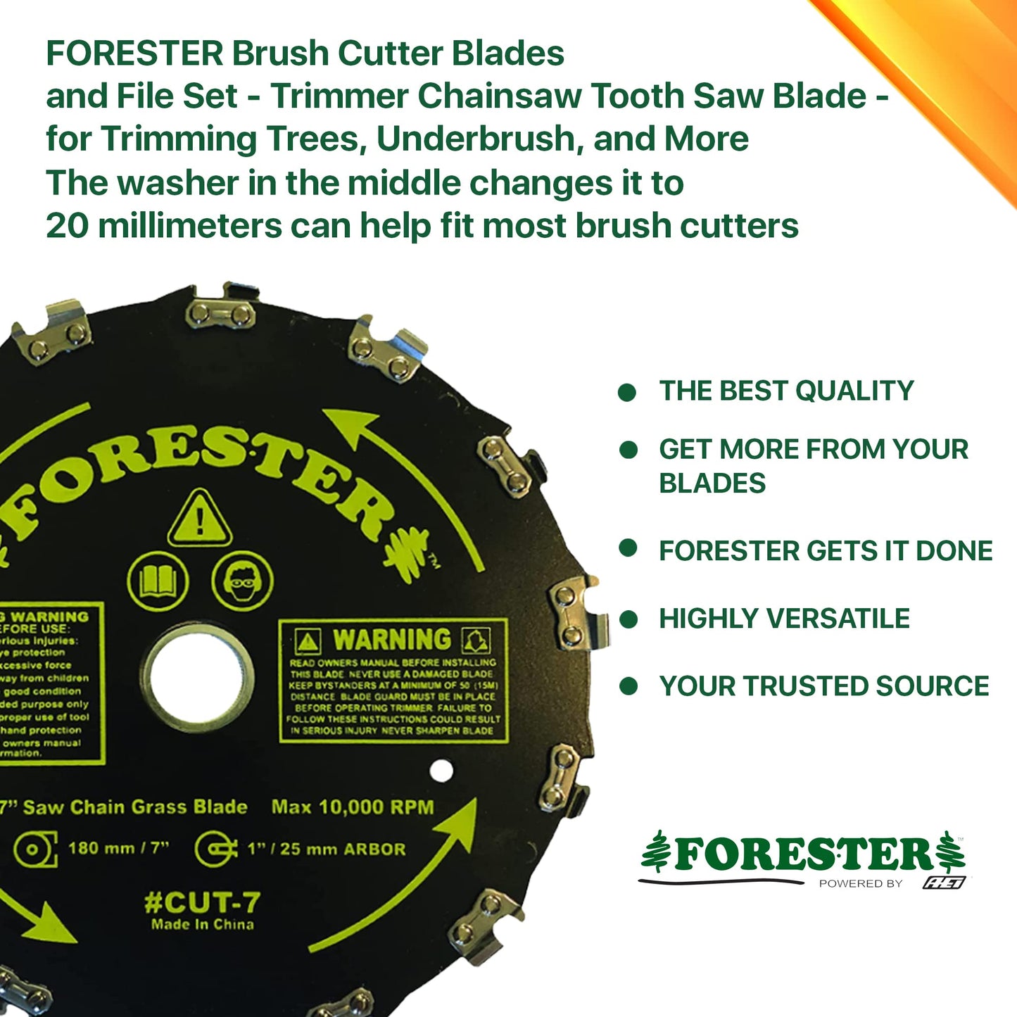 FORESTER Brush Cutter Blades - Trimmer Chainsaw Tooth Saw Blade - for Trimming Trees, Can Replace String Trimmer, Underbrush, and More