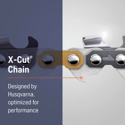 Husqvarna X-Cut S93G 16 Inch Chainsaw Chain, 3/8" Mini Pitch, .050" Gauge, 52 Drive Link Chainsaw Blade Replacement, Pre-Stretched and Low Kickback, Gray